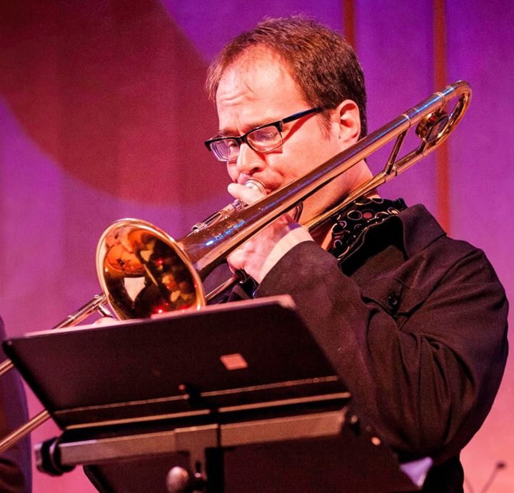 Doug Leibinger playing trombone