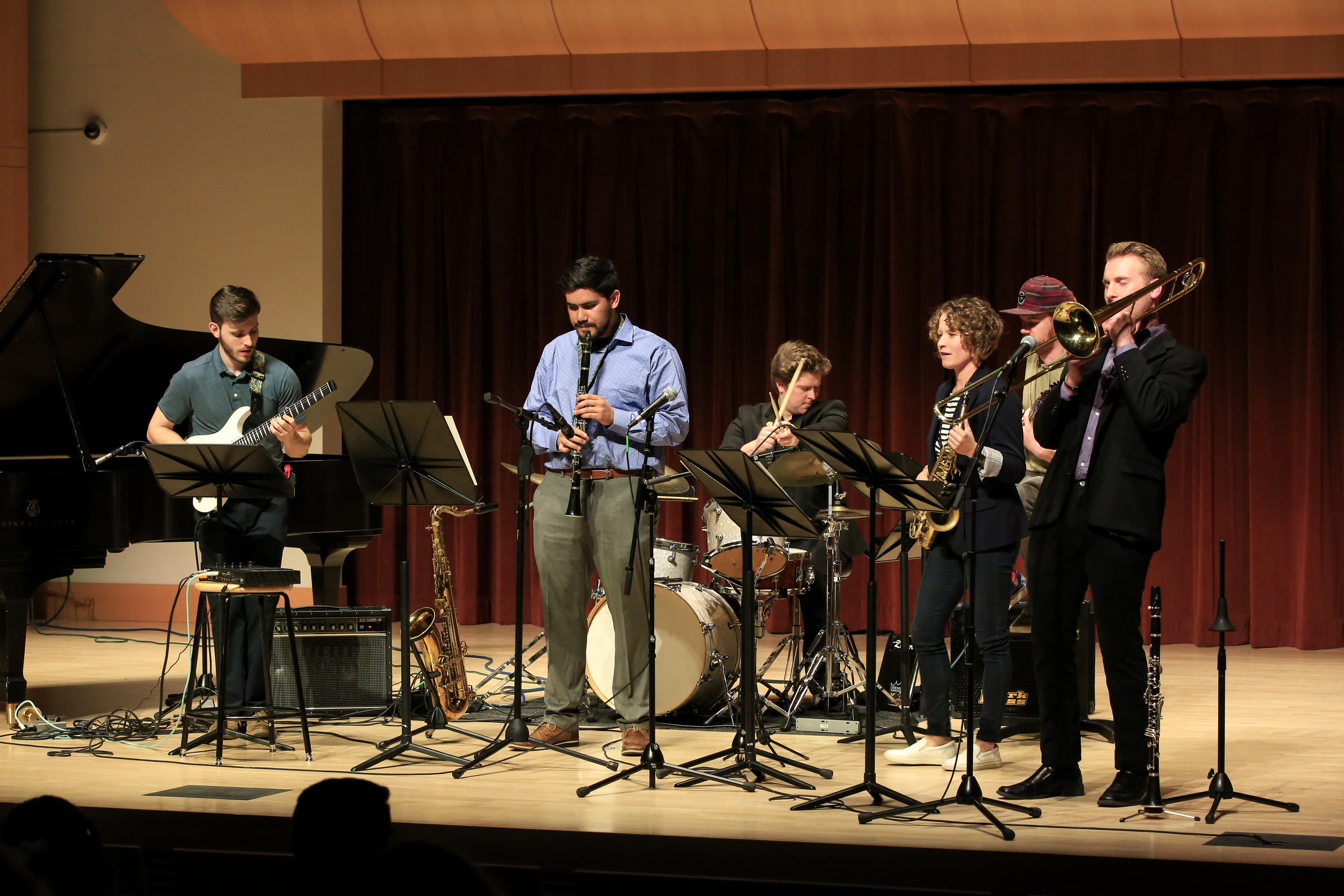 SSU Jazz Combo performing on stage of Schroeder Hall