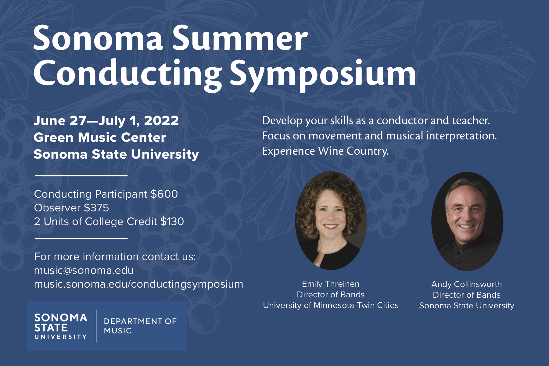 Sonoma Summer Conducting Symposium 2022 Postcard