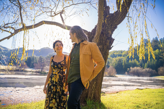 Beneath a tree music duo