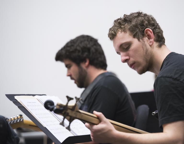 Student playing music
