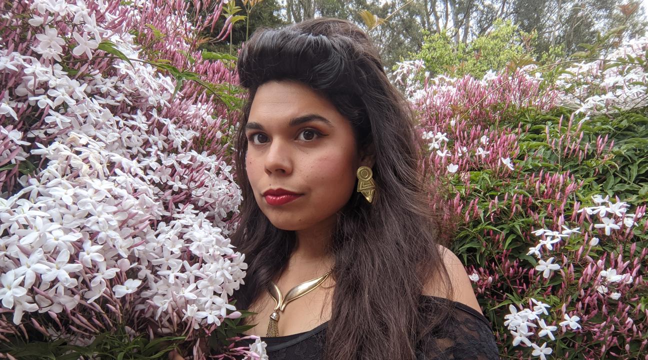 Kristina Ibarra amongst flowers
