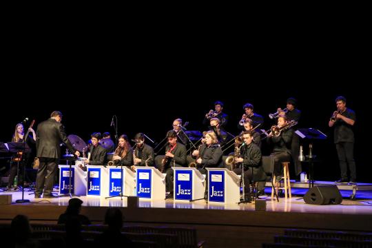 Jazz ensemble performing on stage