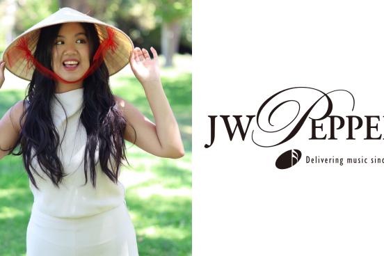 Julianne Nguyen and the JW Pepper logo