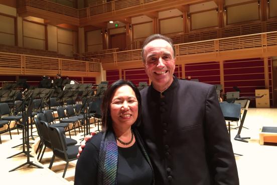 SSU President Judy Sakaki with Symphonic Wind Ensemble Conductor Andy Collinsworth