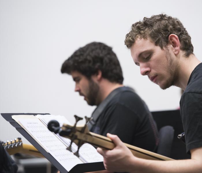 Student playing music