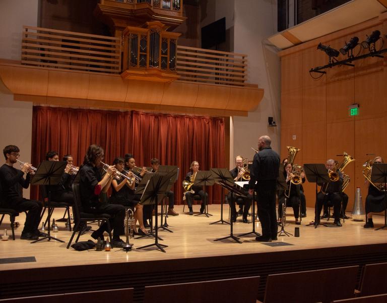 Brass Ensemble rehearsing at Schroeder Hall