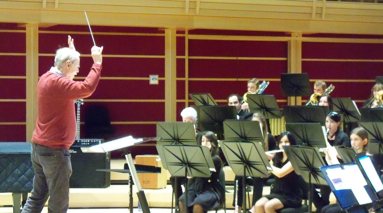 Keith Brion rehearses the SSU Symphonic Wind Ensemble