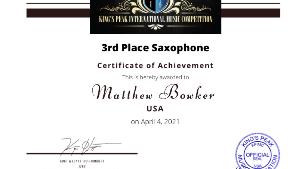 3rd place certificate of achievement