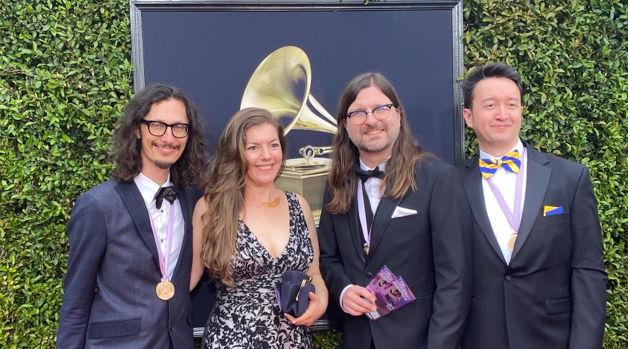 Aaron Westman and group on the red carpet at the Grammy Awards