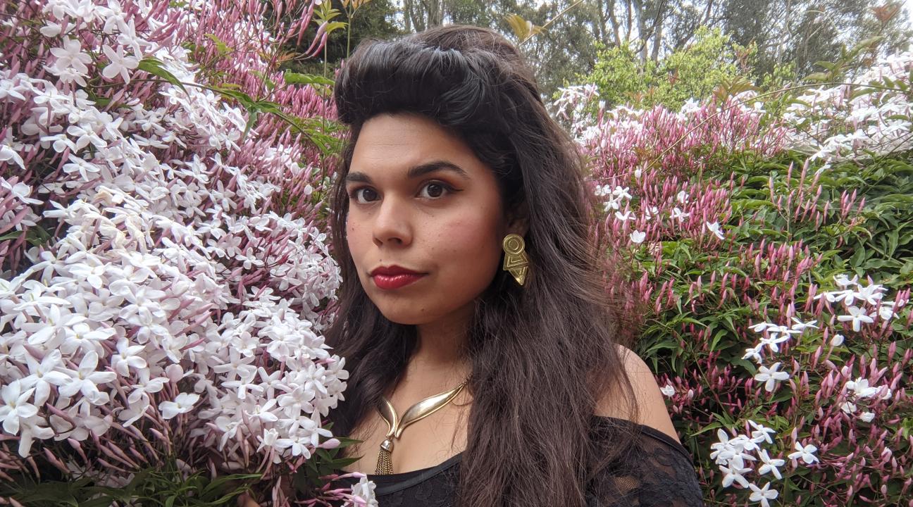 Kristina Ibarra amongst flowers