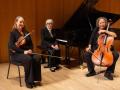 Navarro Trio with their instruments (left to right): Tammie Dyer, violin; Marilyn Thompson, piano; Jill Rachuy Brindel, cello