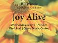 Joy Alive poster with a sunflower background