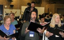 a group of voice students rehearse at Sonoma State University