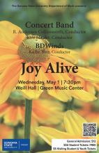 Joy Alive poster with a sunflower background