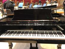 This is a photograph of the Steinway piano on stage in Weill Hall