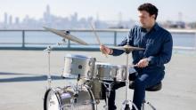 Isaach Schwartz playing drums