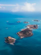 This is an aerial photograph of islands