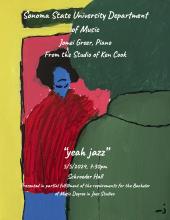 Jomei Greer senior recital poster with abstract art