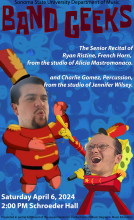 Ryan Ristine and Charlie Gomez senior recital "Band Geeks" poster