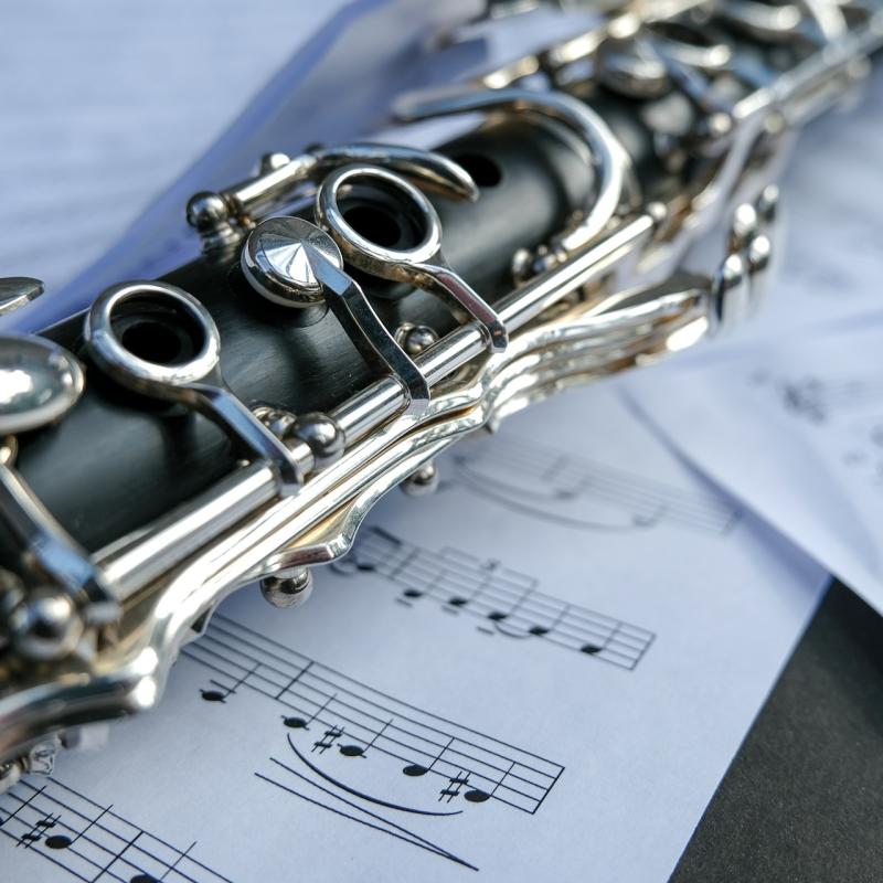 Clarinet on top of sheet music