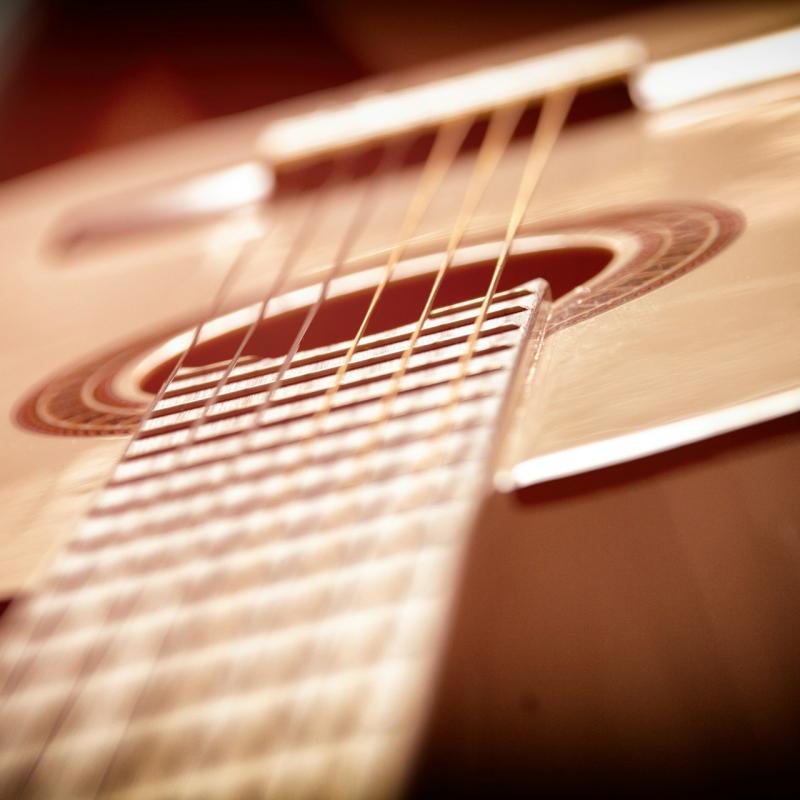 Close up of guitars