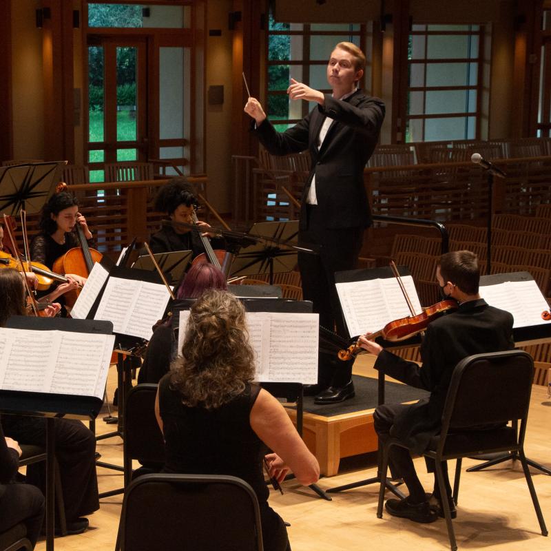 Student conducting the orchestra