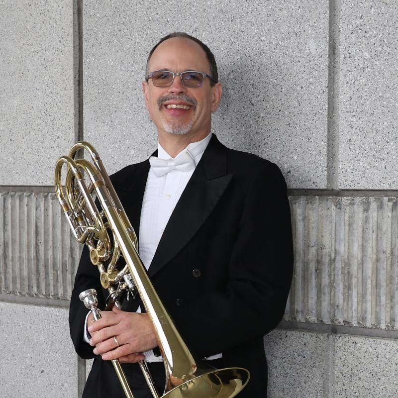 David Ridge Headshot holding trombone