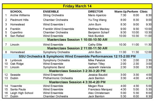 Friday Schedule