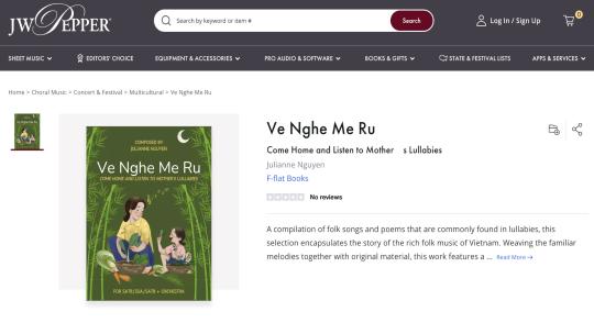 Julianne Nguyen publication of Ve Nghe Me Ru in the JW Pepper website