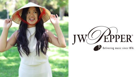 Julianne Nguyen and the JW Pepper logo