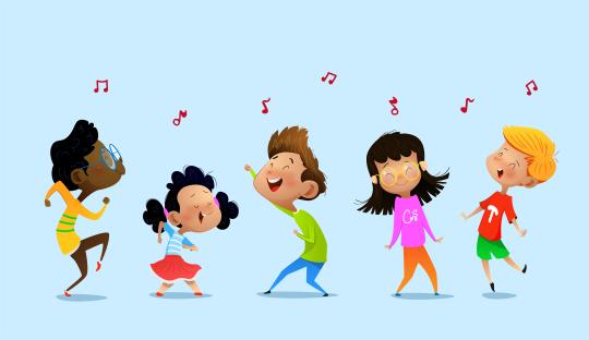 Cartoon picture of children dancing