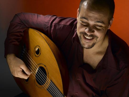 Amos Hoffman with instrument