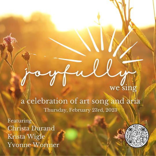 "Joyfully we sing" with a sunset lit field as the backdrop