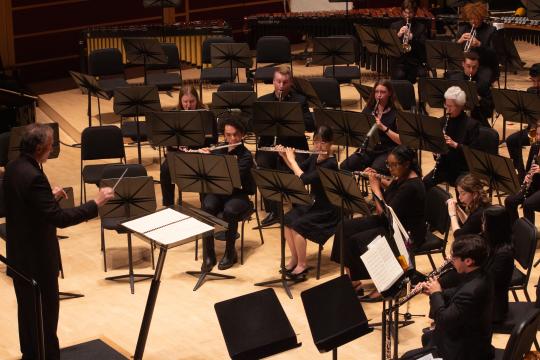 Andy conducting the Symphonic Wind Ensemble from a side aerial shot