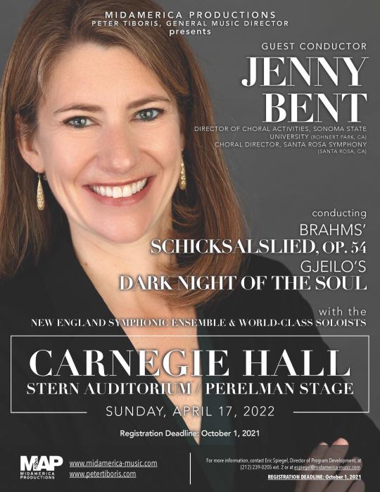 Jenny Bent's photo on a poster for Carnegie Hall Event
