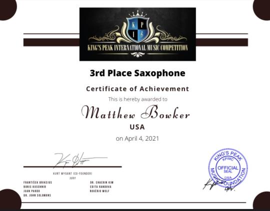 3rd place certificate of achievement