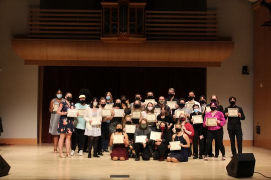 Scholarship Showcase Recipients on Schroeder stage 2021