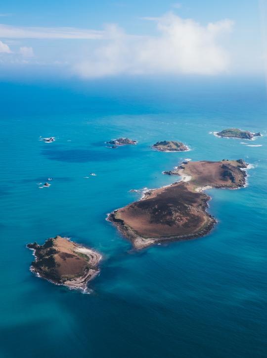 This is an aerial photograph of islands