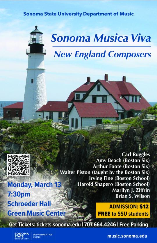 Sonoma Musica Viva concert poster with lighthouse image