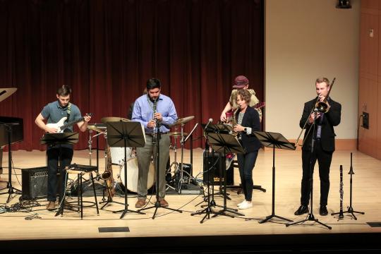 jazz band playing on Schroeder stage