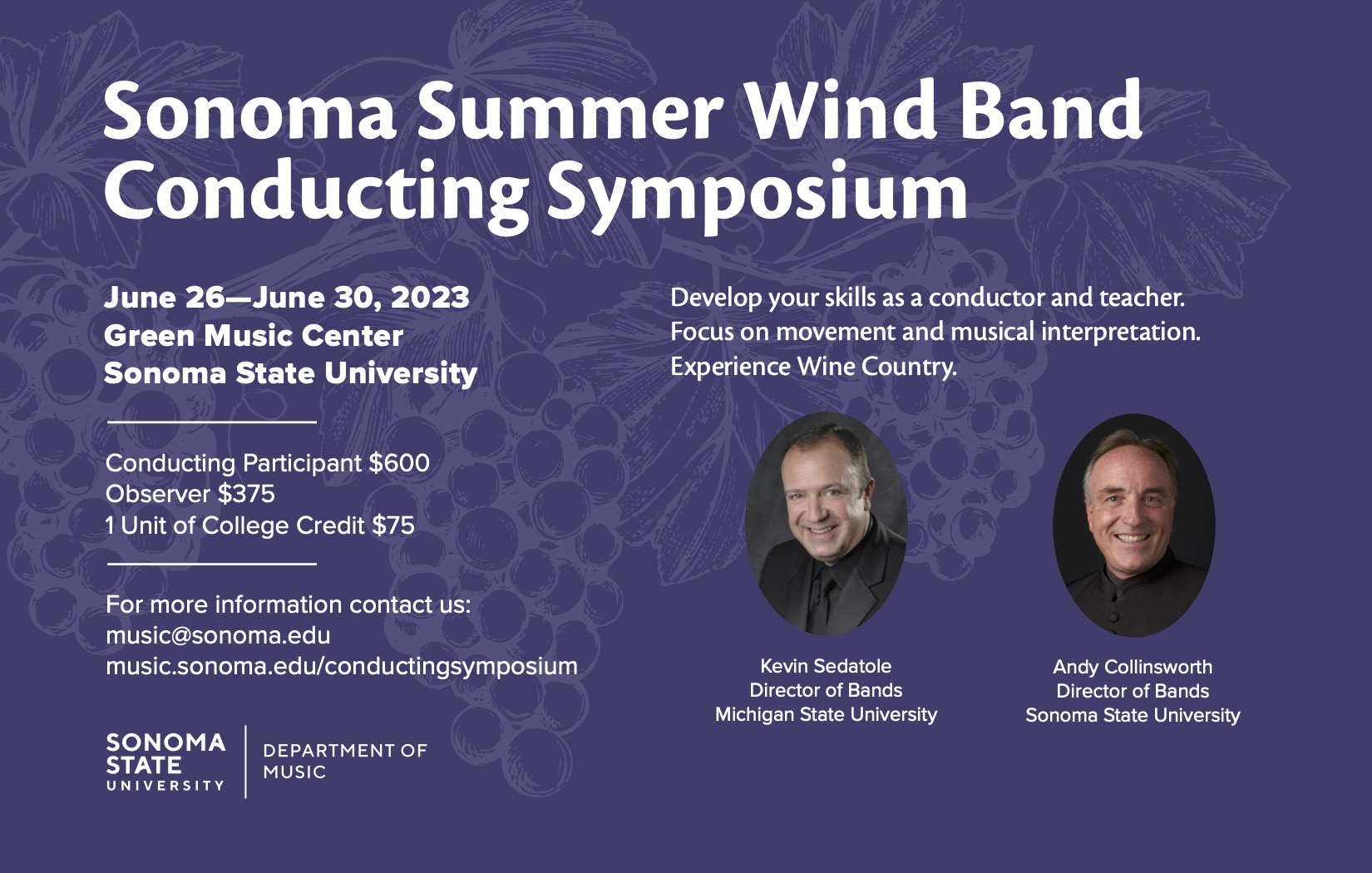 Sonoma Summer Conducting Symposium 2023 Postcard
