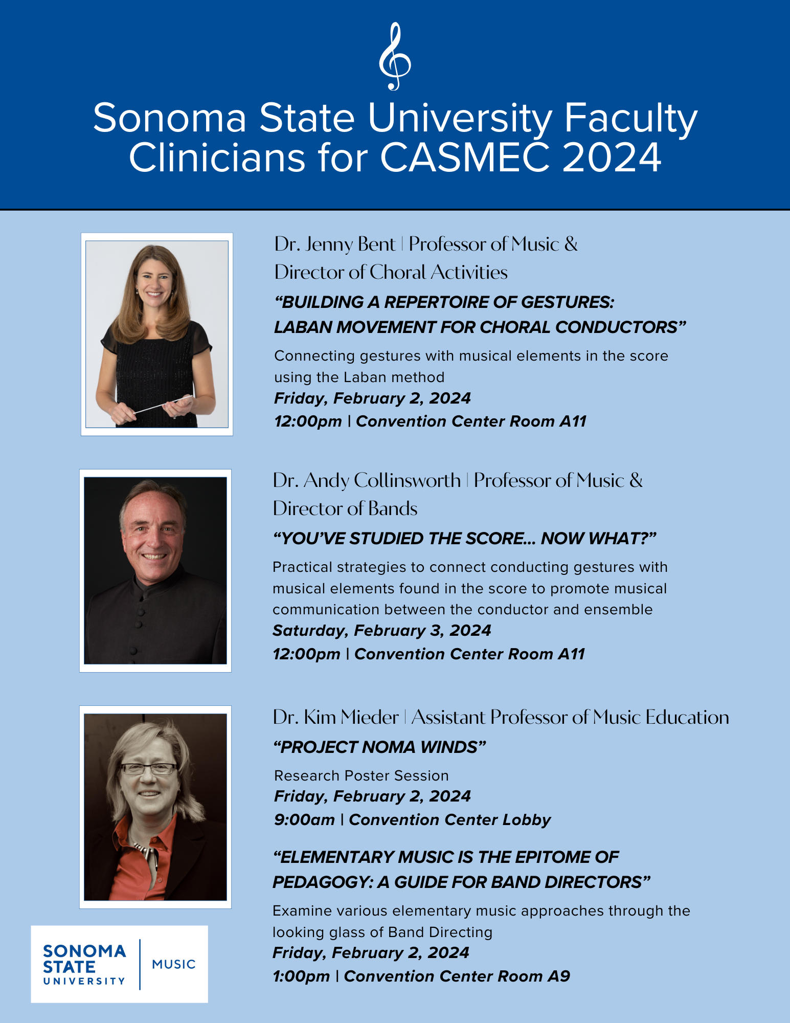 Sonoma State University Faculty Clinicians for CASMEC 2024 poster
